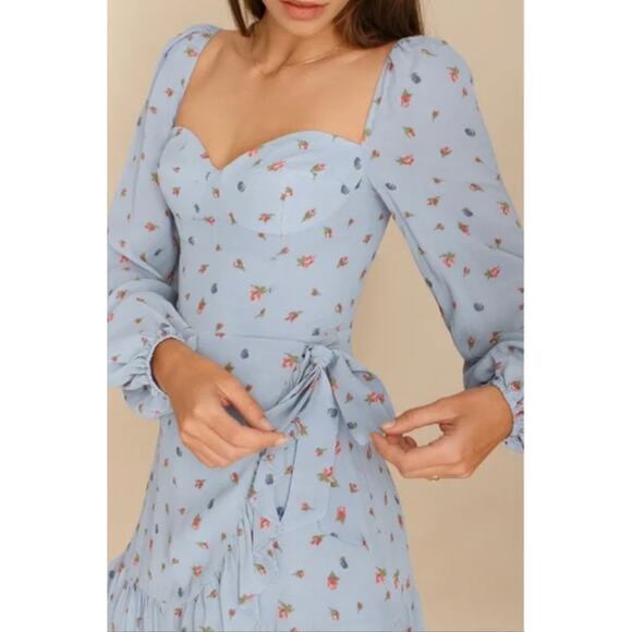 Reformation blue floral mini Cammi dress - Picture 2 of 9